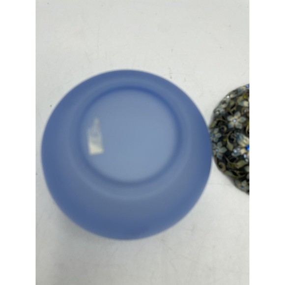 Enamel Crystal Jewelled Glass Jar Blue Frosted Glass Bottle - Picture 6 of 8